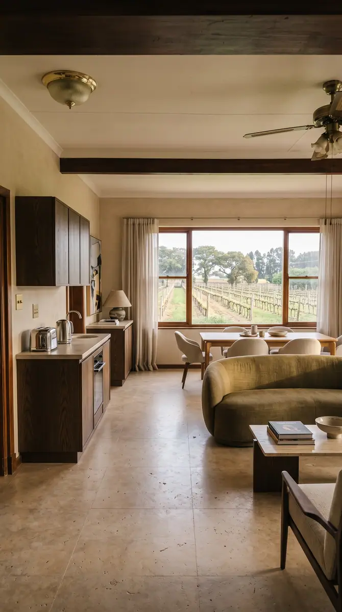 An open plan kitchen and sitting room, rebuilt around a seamless floor